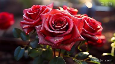 红玫瑰鲜花唯美浪漫雨后玫瑰